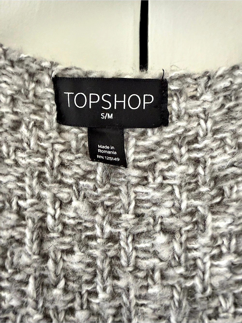 Topshop Knit Fringe Poncho Cape Gray Small - Picture 3 of 6